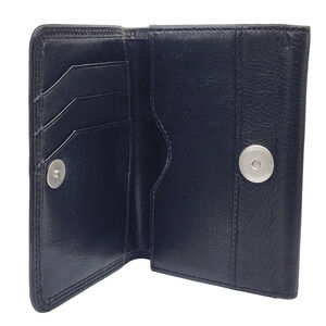 Black Leather Bi-Fold Wallet 4"x5.25"- Magnetic Snap Closure/Belt Loop